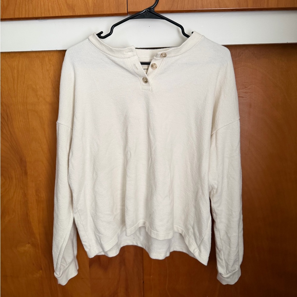 Madewell Off-White Button Detail Sweater